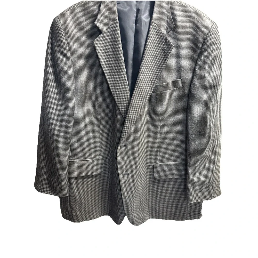 Versini‎ Mens Black Long Sleeve Notch Lapel Pockets Two-Button Blazer Size 44R